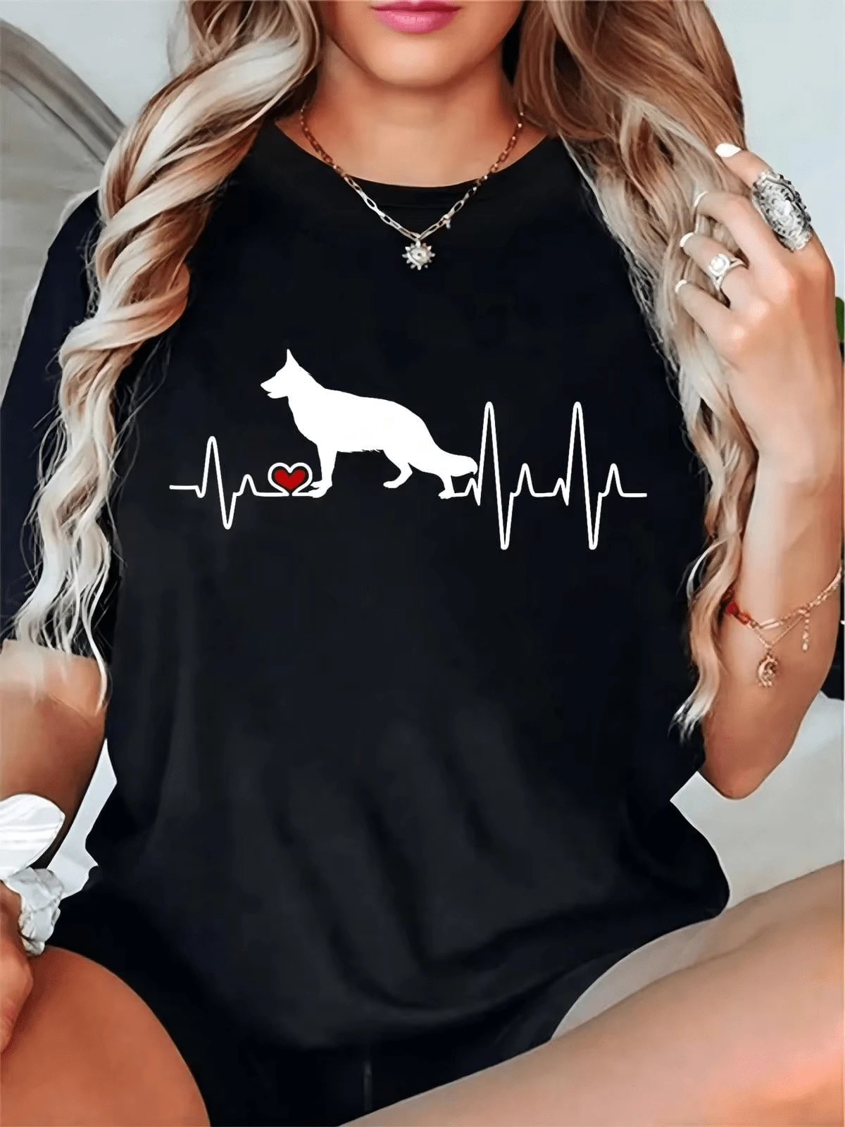 Women T-Shirts - 黑色 - 查看 1