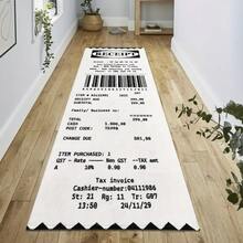 1pc Creative Shopping Receipt Shaped Floor Mat, Long Receipt Design Soft Skin-Friendly Bedroom Bedside Blanket, Living Room Entryway Decorative Mat, Bedroom/Living Room Fun Style Floor Mat, Decorative Carpet, Bedroom Decor, Small Rug, Carpet, Home Decor, Living Room Small Rug, Bedroom Carpet, Washable Carpet - Multicolor - View 1
