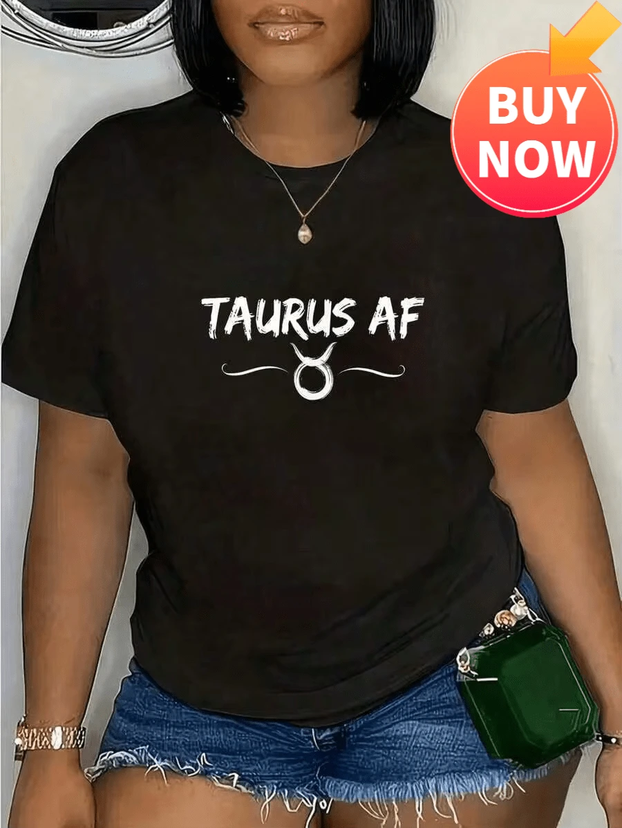Autumn Winter 2026 Women's T-Shirts Taurus AF Zodiac Funny Short Sleeve Tee Unisex - Black - View 1