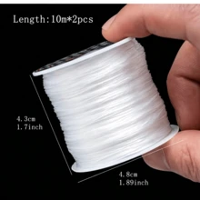 WGRXIRANYKM 2 Rolls White 0.8mm DIY Elastic Beading Cord, Strong Elastic String For Jewelry Making, Suitable For Bracelets And Necklaces, Beading Material, 10m Per Roll - White - View 2