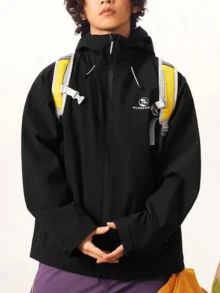 CAMEL CROWN Men's New Outdoor Water Repellent Breathable Hooded Jacket, Casual Style Outerwear - Phantom Black - View 2