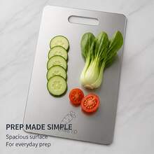 CINEYO 3pcs Titanium Alloy Cutting Board Set With Stand, Chopping Board Set, Kitchen Accessories, Multi-Size Titanium Alloy Kitchen Cutting Boards, Suitable For Fruit And Bread Baking Mat, Easy To Clean Cooking Preparation Board - View 5
