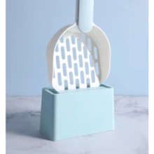 Pet Cat Litter Shovel Set Special Cat Litter Filter Artifact Matching Base Fine Hole Cat Shovel Cleaning Pet Supplies - Blue and White - View 2