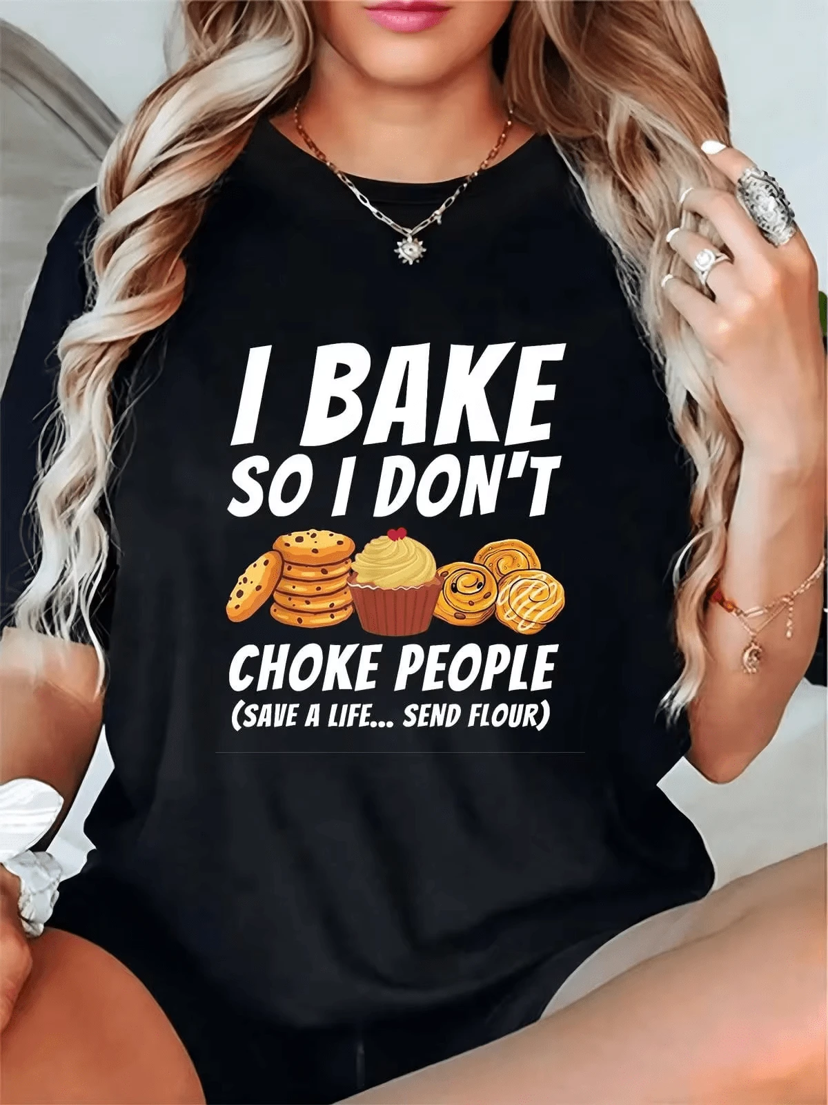 Women T-Shirts - 黑色 - 查看 1