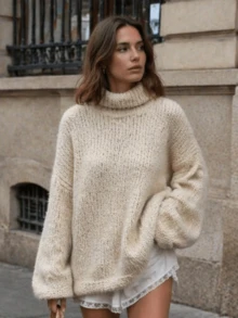 Sweater Rajut Lingkaran Vintage Baru Musim Gugur/Dingin 2026 untuk Wanita, Model Longgar dan Serbaguna - Aprikot - View 1