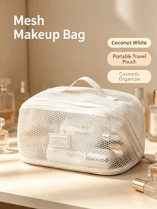 Breathable Mesh Cosmetic Storage Bag, Multi-Pocket Makeup Bag, Portable Toiletry Organizer. For Travel, Vacation, Fitness And Skincare - Multicolor - View 4