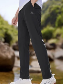 CAMEL CROWN Men's Summer Quick-Dry Sports Pants, Breathable Elastic Straight Leg Joggers, Suitable For Running And Casual Wear - Phantom Black - View 2