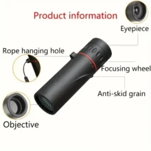 10X25 High Power Monocular Telescope - Durable Rubber Lightweight Design, Fixed Focus, Ergonomic Grip - Suitable For Hiking, Camping, Bird Watching, Hunting, Fishing (Black), Camping Essential, Portable Optical Instrument, Easy Storage Box - Multicolor - View 7