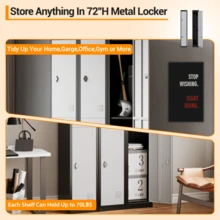 1PCS Heavy-Duty Tall Metal Locker With Lock, 2 Doors, Hanging Rod & Adjustable Shelf, Ventilated Rustproof Structure, Easy Assembly For Office, School, Gym, Garage, Grey+Black - Light Gray+Black - View 2
