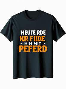 Men's Black T - Shirt With German - Inspired Funny Text Graphic, Casual Daily Streetwear Tee For Men - Black - View 2