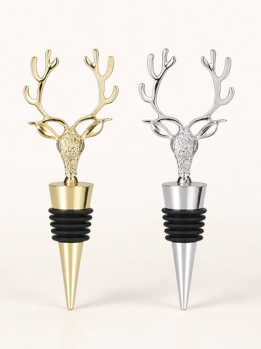 8pcs Deer Head Wine Bottle Stopper Gold Silver Sealer Tabletop Bar Decor - Multicolor - View 1