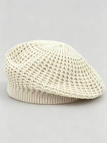 1 buah Topi Baret Rajut Tebal Gaya Vintage untuk Mahasiswa, Topi Hangat Berwarna Hitam Polos dengan Karet Elastis Lembut, Cocok untuk Remaja Putri di Kampus, Kencan, dan Jalan-jalan - Gaya 1 - View 12