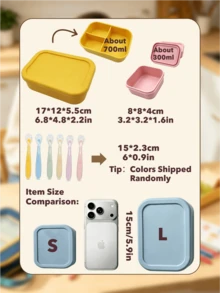 Customized Back To School Silicone Bento Box, Back To School Gift, Personalized Student Food Storage Portable Lunch Box, Practical School Supplies, Suitable For Students, Office Workers, Home Meal, Fruit, Dessert Storage, Leakproof - Multicolor - View 8