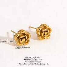 1 Set Minimalist Fashion Elegant Style Camellia Element Series Stainless Steel Women's Jewelry Set Suitable For Women's Daily Wear/Party/Evening/Commute/Holiday Gift - Yellow Gold - View 13