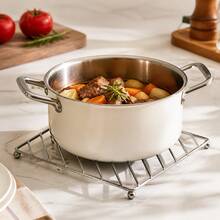 1/2/3pcs Stainless Steel Square Heat-Resistant Kitchen Table Mat, Coaster, Kitchen Utensil Tray, Thickened Pot Pad, Heat-Insulating Stand, Heat-Insulating Mat, Multi-Functional Home Steamer Rack, Anti-Scald Bowl And Plate Rack, Multi-Functional Kitchen Countertop Heat-Resistant Tray, Kitchen Gadget, Suitable For Hot Pot, Frying Pan, Kitchen Accessories, Restaurant Supplies - View 1