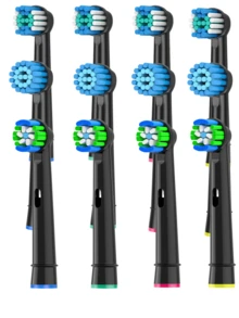 12pcs Black/White 1cm Diameter Electric Toothbrush Replacement Heads For Deep Cleaning, Compatible With Pro 1000/9600/5000/3000/8000/Genius And Smart Electric Toothbrushes - 查看 18