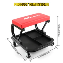 Nilight Rolling Mechanic Seat, 250 LBS Capacity Padded Mechanic Stool With Tool Tray Storage, Auto Repair,Red - A - View 3