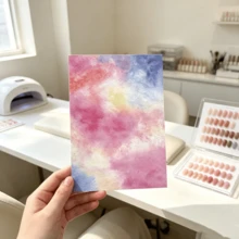 1入彩虹漸層假指甲展示卡，美甲攝影道具背景板，桌面美甲樣品展示紙 - 彩色 - 查看 13