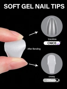 HOTWAY 450 Ultra Short Medium Ladder Oval Acrylic Matte Fake Nails, Square And Short Medium Almond, 15 Sizes, Coffin Shaped Nail Patch, Essential For DIY Care, Perfect Gift For Women, Birthdays, Festivals Or Any Special Occasion - Transparent Frosted White - View 4