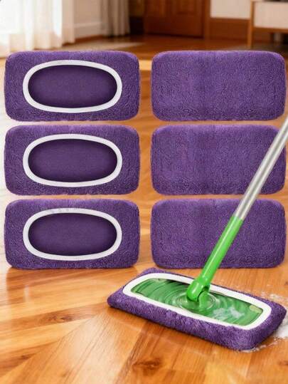 6/5/4/1 pieza Almohadilla de mopa de felpa de coral - Reutilizable, lavable, funda de mopa plana, adecuada para limpieza de suelos de madera dura y superficies, compatible con mango verde y blanco, material sintético duradero, esencial para la limpieza de suelos | Almohadilla de mopa decorativa | Almohadilla de mopa de fácil limpieza, regalo de Navidad