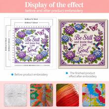 1pc Aesthetic Vintage Hydrangea Hummingbird Butterfly Cross Stitch Material Kit 11CT Square Beginner Printed Embroidery Set Exquisite Artistic Handmade DIY Living Room Study Wall Home Decor Hanging Painting - Multicolor - View 8