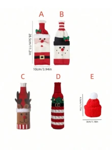 Santa Claus & Snowman Knitted Wine Bottle & Glass Cover Set, Christmas Wine Bottle Decoration Set, Christmas Home Kitchen Dinner New Year Decor - View 12