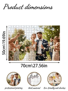 Customized Photo Puzzle, Personalized Photo Puzzle, Photo Customization, Birthday Gift, Anniversary Gift, Couple Gift, Home Decor, Home Decoration, Souvenir, Cute, High Quality, Wedding Anniversary Souvenir, Graduation Souvenir - Multicolor - View 4