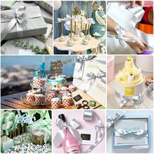 1 Rollo de Cinta de Satén de Poliéster para Cajas de Regalo, Cajas de Caramelos, Decoración de Flores, Material DIY de Rosas Hechas a Mano, Cinta para Envolver Regalos de Vacaciones (Teñida a Máquina, Ligera Diferencia de Color) - gris - Ver 4