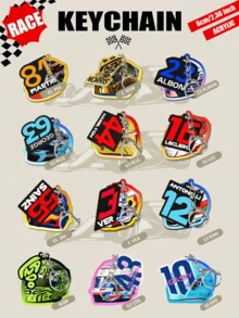 Racing Car Keychain, F1 Racing Car Keychain, F1 Keychain, Racing Car Keychain, RUS, ANT, VER, LEC, NOR, PIA, SAI, ALB, Bag Charm, 2D Flat Double-Sided, Suitable For Fans, Car Keychain And Packaging Decoration, Backpack And Indoor Decoration - 1 Keychain (double-sided Printing, Requires Peeling Off the Protective Film). - View 7