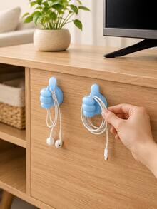 2pcs Cartoon Hand-Shaped Self-Adhesive Cable Clips, Charging Cable Organizer, Phone And Data Cable Management Hooks, Multi-Function Cable Holder, Home Storage And Organization, Non-Electric Cable Storage Accessories, No Battery Required - Multicolor - View 4