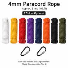 Tali Paracord 4mm, Tali Panjat Tebing dan Penarik Parasut Multifungsi untuk Aktivitas Luar Ruangan, Perlengkapan Evakuasi dan Bertahan Hidup, Paracord Kepang Tangan - tali panjat + gesper - View 7