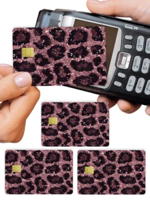 1pc Purple Leopard Print Credit Card Sticker Privacy Protection Card Skin, Realistic Leopard Pattern Birthday Gift PVC Material Anti-Fingerprint Anti-Scratch Wear-Resistant Card Sleeve, Suitable For Men, Women, Couples, Small Chip Card, Bank Card, Credit Card, Transportation Card, Student Campus Card Personalized DIY, Beauty Influencer Style Social Leopard Print Enthusiast Must-Have - Type a - View 3