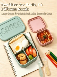 Customized Back To School Silicone Bento Box, Back To School Gift, Personalized Student Food Storage Portable Lunch Box, Practical School Supplies, Suitable For Students, Office Workers, Home Meal, Fruit, Dessert Storage, Leakproof - Multicolor - View 6