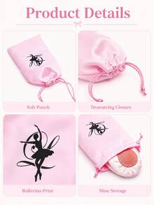 1pc Dance Shoe Storage Bag, Ballet Organizer Bag, Satin Ballet Shoe Bag, Dance Shoe Bag, Ballet Accessories, Girls Ballet Gear - Multicolor - View 5