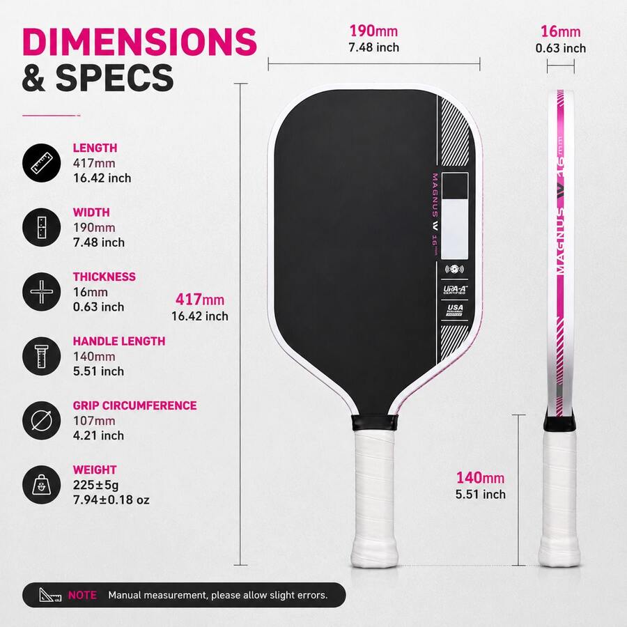 T700 Raw Carbon Fiber Pickleball Paddle: Powerful Spin, Grit, And Balance With 16mm Profile And Textured Surface - Pink - View 1