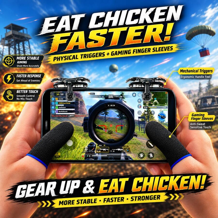 1 Pasang Kontroler Game Mobile, Joystick Pemicu Game Mobile, 10 Pelindung Jari Game, Cocok Untuk Ponsel Android dan iOS, Hadiah Untuk Pecinta Game Pria dan Wanita