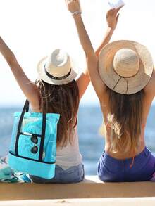 Portable Large Capacity Waterproof Insulated Cooler Tote Bag,Suitable For Beach,Picnics,Camping,Travel,School&Various Occasions,Classic Casual Style - Black - View 6