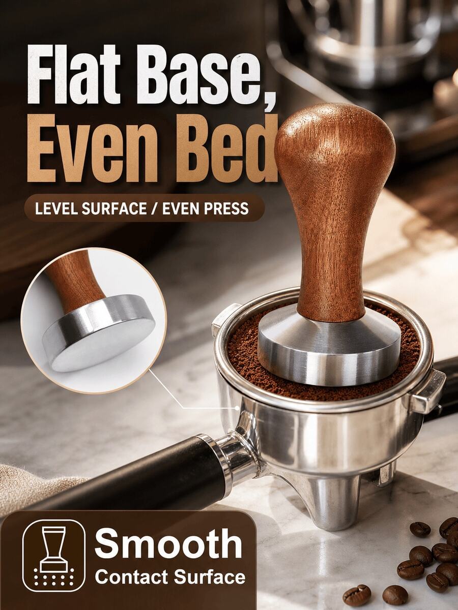SMEGGEMS 51/53/58mm Coffee Tamper, Powder Press Hammer, Coffee Machine Handle Filling Device, Stainless Steel Coffee Powder Press, High Quality, Handmade, Suitable For Espresso Machine - Brown - View 1