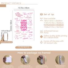 1pc Religious Theme Poster, Fashion Wall Art, Includes Bible Verses, Suitable For Christian College Students, Pink Decorative Art, 'Divine Identity' Poster, Suitable For Church Decor, Canvas Print - 1PC - View 19
