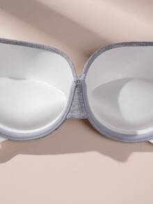 3pcs Women's Vertical Stripe Underwire Push-Up Bra, Letter Print Band, Adjustable Spaghetti Strap, Soft Basic Style To Conceal Side Boobs, Casual Everyday Lingerie - Multicolor - View 7