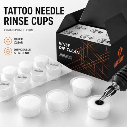 24pcs Tattoo Dip Foam Rinse Cups, Disposable Needle Cleaning Cups For Tattoo Cartridge Tips, Color Switching And Rinse Cleaning, Tattoo Artist Supplies For Tattoo Studio Accessories