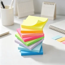 Colorful Sticky Notes 75x75mm 100 Sheets Self-Stick Removable Memo Pads Bright Colours Page Markers Highlighter Notes For Office School Home Study Organization - B - View 3