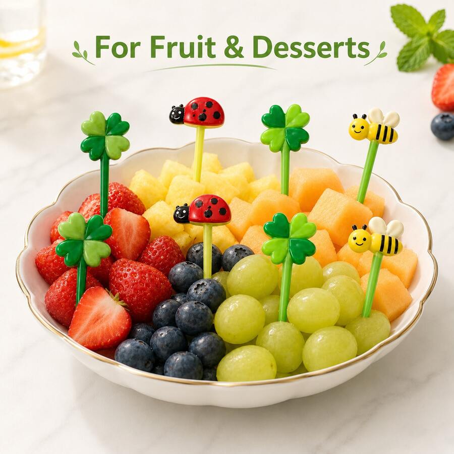 WGROOM 8pcs/16pcs Plastic Random Color Fruit Forks, Disposable Dessert Cake Fruit Picks, Kitchen Dessert Forks, Suitable For Wedding, Banquet, Gift, Birthday - Multicolor - View 1