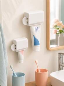 1/2pcs No-Drill ABS Wall-Mounted Toothpaste Squeezer, Adhesive Tube Roller With Rotating Handle For Toothpaste, Cleanser & Cosmetic Tubes, Bathroom Organizer, School Essentials And University Essentials For Dorms, Bathroom Decoration Accessories - Multiple Styles - View 10