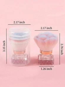 1件裝玫瑰造型鑲鑽美甲除塵刷，附防塵收納盒，強吸粉軟毛刷，含底座立式美甲清潔刷 - 彩色 - 查看 6