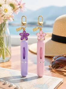 5ml Refillable Fragrance Spray Keychain, Portable Mini Spray Bottle With Flower Pendant, Bottom-Fill Aluminum Travel Fragrance Container, Leak-Proof Pocket Spray Bottle, Bag Decoration, Travel Essential, Cute Accessory Gift, Travel Bottle Set - Multicolor - View 6