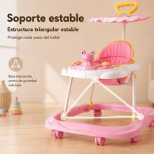 Baby Stroller With Canopy, Convertible High Chair, Adjustable Height - Pink - View 7