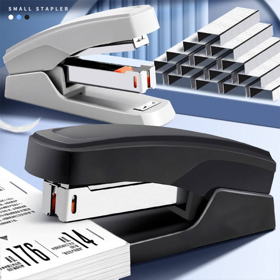 Portable Stapler, Student Assignment Binding, Effortless Stapler, Office Document Paper Binding Machine With Staples Stationery, One Set Stapler, Office Supplies, Effortless, Suitable For Student Use, Can Bind 20 Pages Standard Booklet, No. 12 Stapler - Sets - View 1