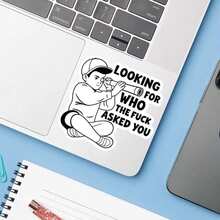 1PC Looking For Who Asked Sarcastic Attitude Quote Vinyl Sticker, Waterproof Durable Decal With Cartoon Person Using Telescope, Funny Snarky Humor Decoration For Laptop, Water Bottle, Notebook, Journal, Phone Case, Skateboard, Car Window Or Luggage - Multicolor - View 5