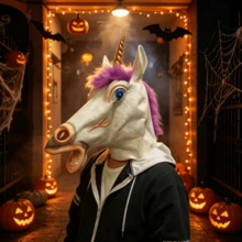 1pc Unicorn Wild Boar Latex Head Mask, Escape Room Haunted House Mystery Bar Costume Mask Headgear Unisex Dress Up Prop - Multicolor - View 4